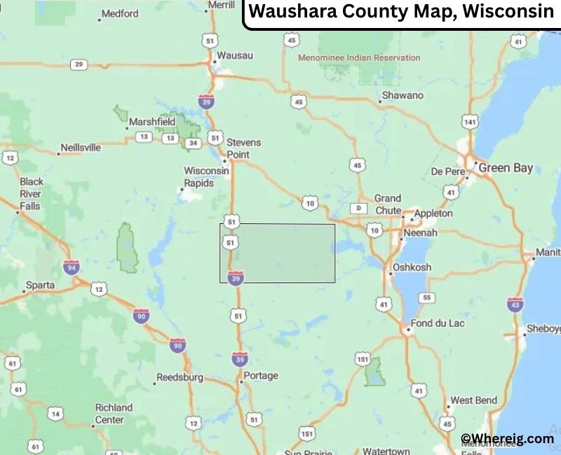 Map of Waushara County, Wisconsin