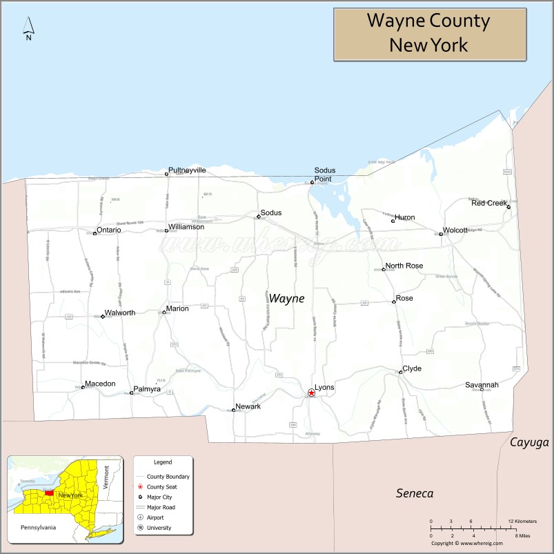 Map of Wayne County, New York