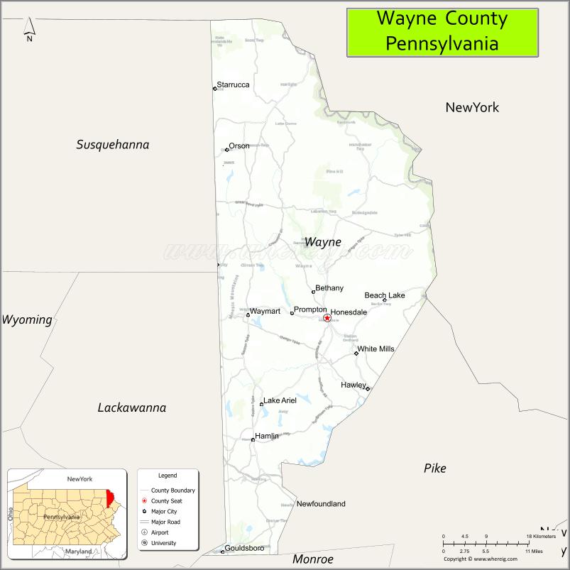 Map of Wayne County, Pennsylvania