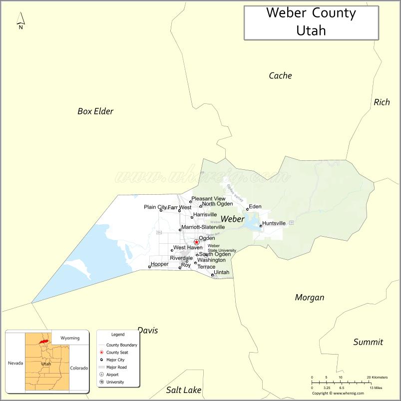 Map of Weber County, Utah