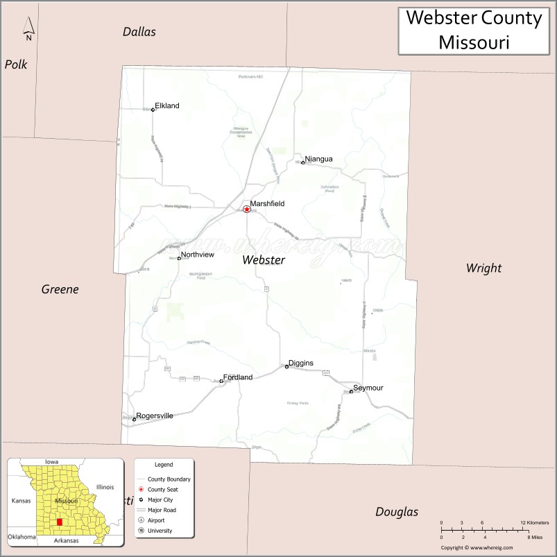 Map of Webster County, Missouri