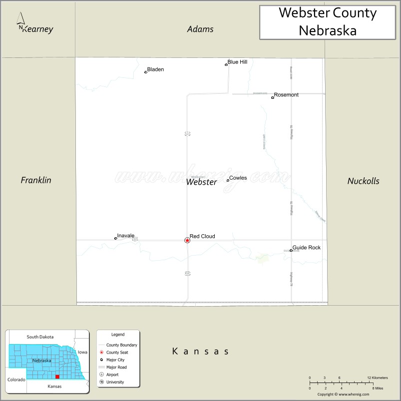 Map of Webster County, Nebraska