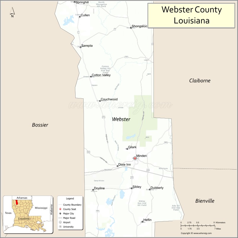 Map of Webster Parish, Louisiana