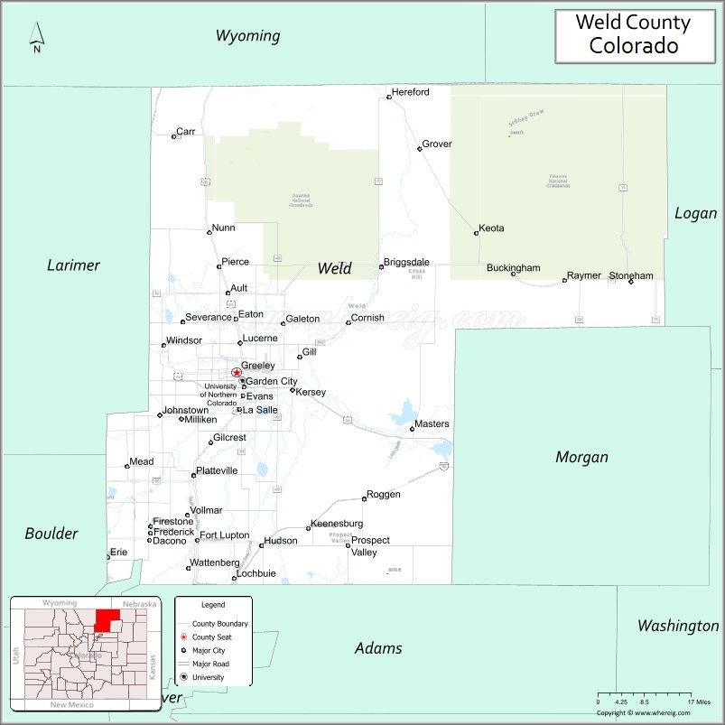 Map of Weld County, Colorado
