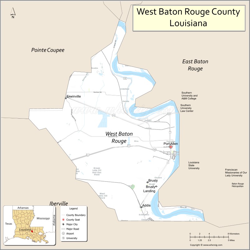 Map of West Baton Rouge Parish, Louisiana