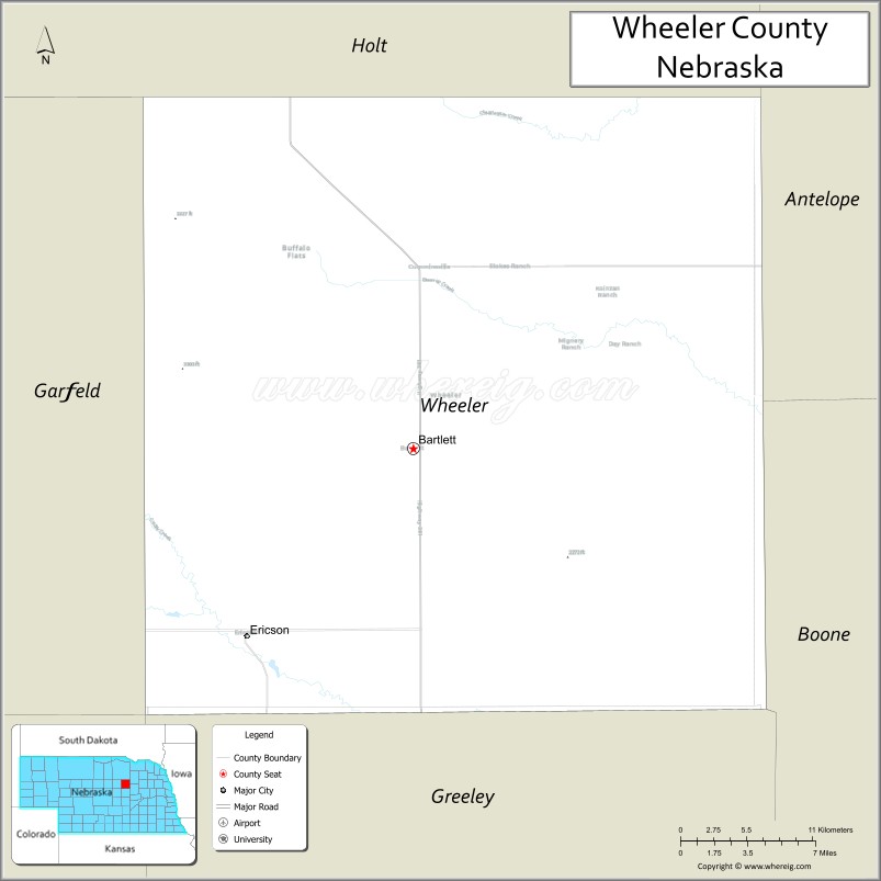 Map of Wheeler County, Nebraska