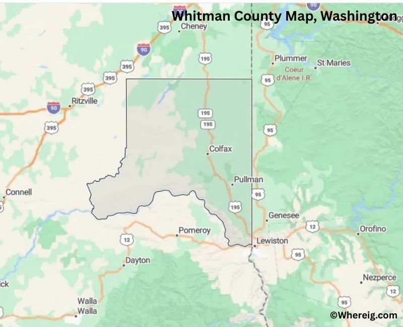 Map of Whitman County, Washington