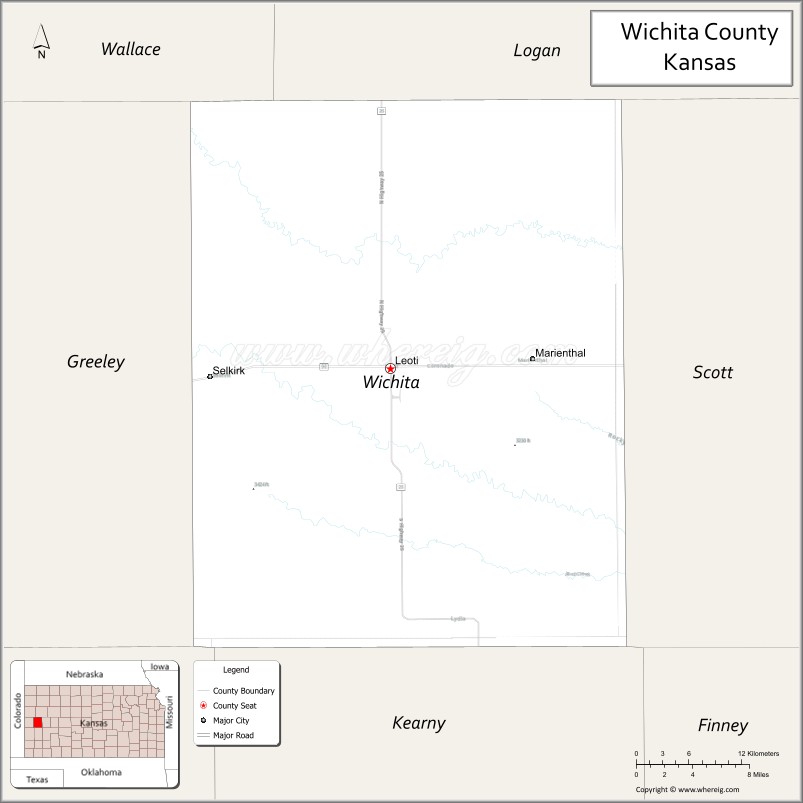 Map of Wichita County, Kansas