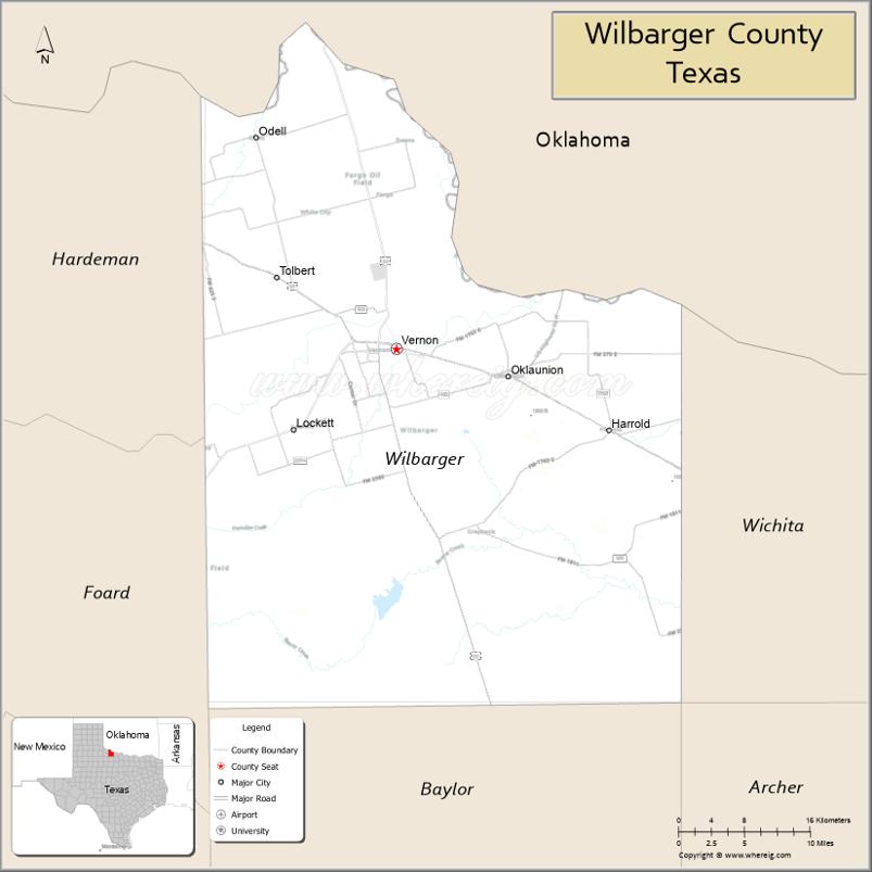 Map of Wilbarger County, Texas