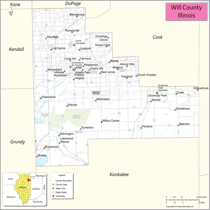 Will County Map, Illinois