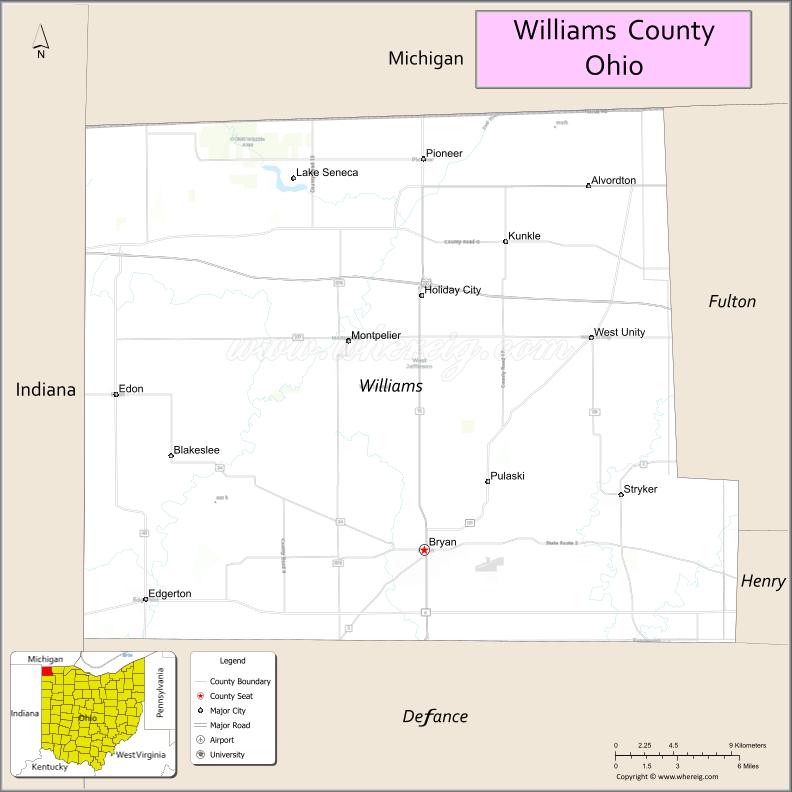 Map of Williams County, Ohio