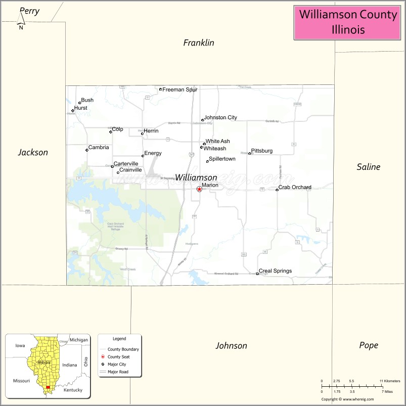 Map of Williamson County, Illinois