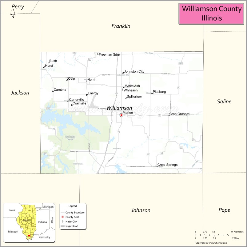 Williamson County Map, Illinois