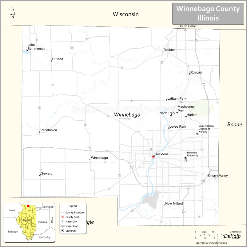 Map of Winnebago County, Illinois