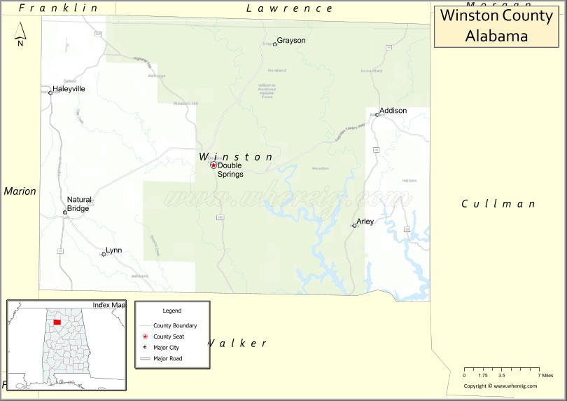 Winston County Map , Alabama, USA