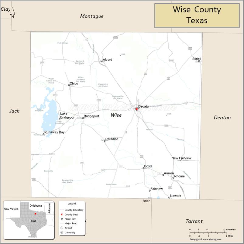 Map of Wise County, Texas