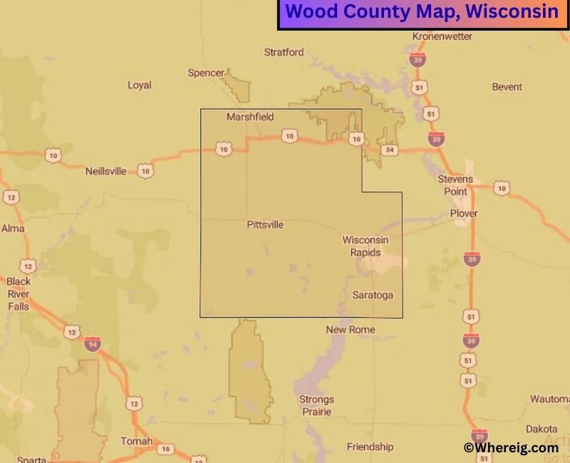 Map of Wood County, Wisconsin