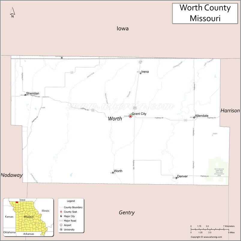 Map of Worth County, Missouri
