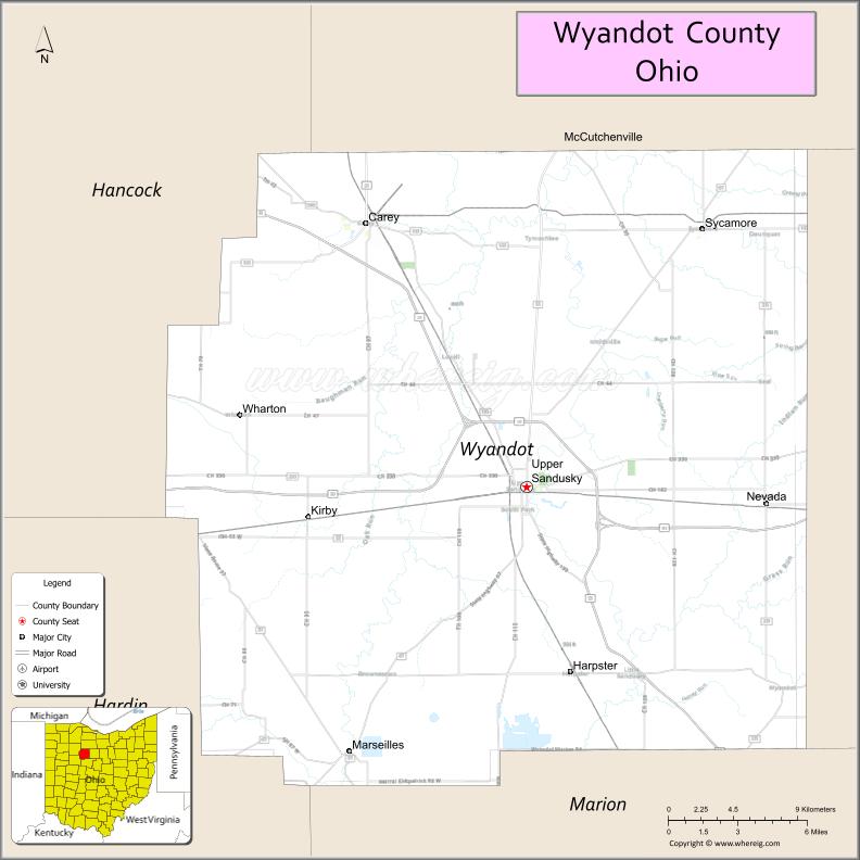 Map of Wyandot County, Ohio