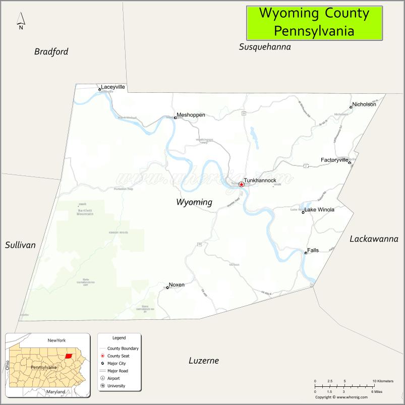 Map of Wyoming County, Pennsylvania