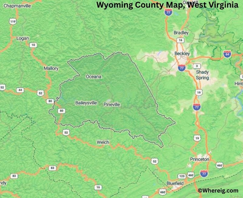Map of Wyoming County, West Virginia