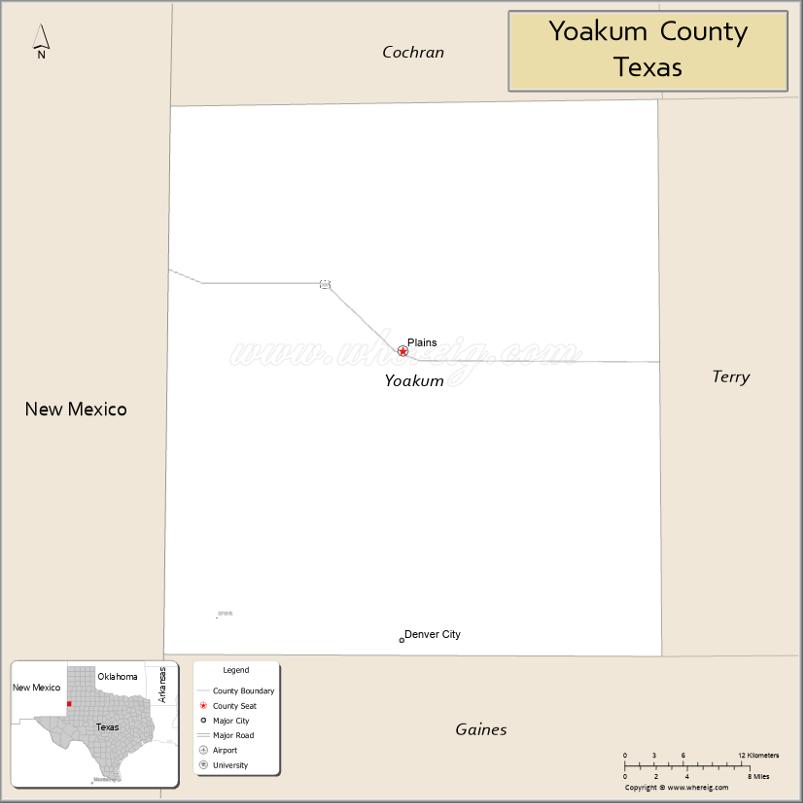 Map of Yoakum County, Texas