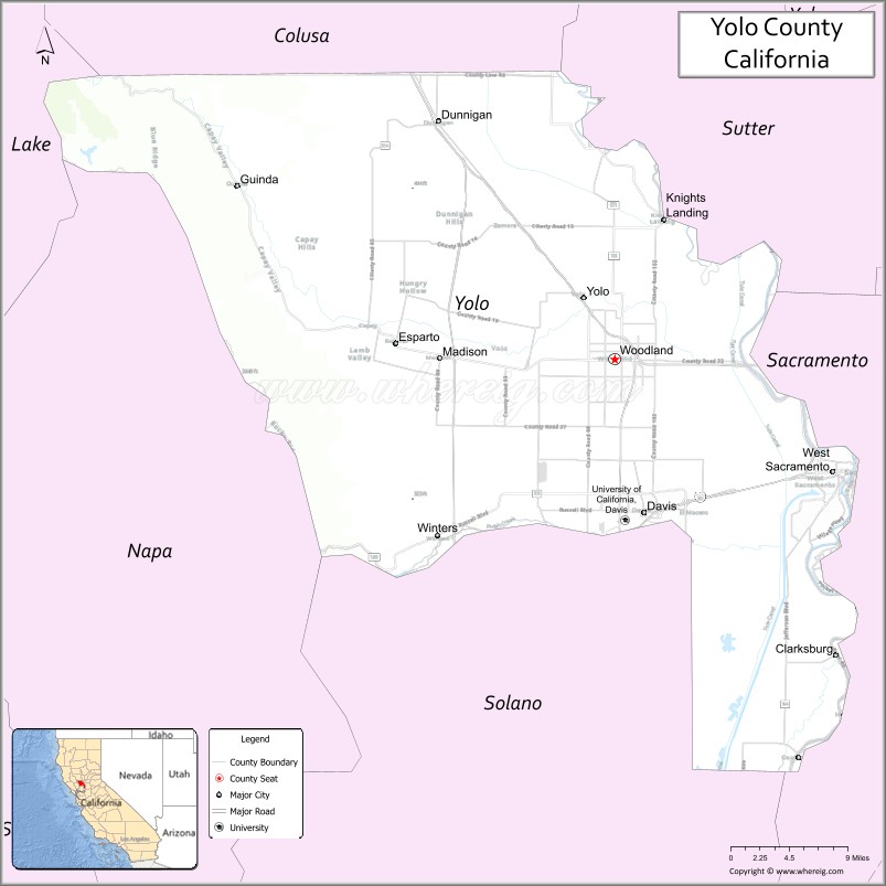 Map of Yolo County, California