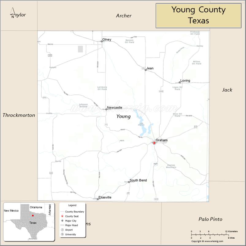 Map of Young County, Texas