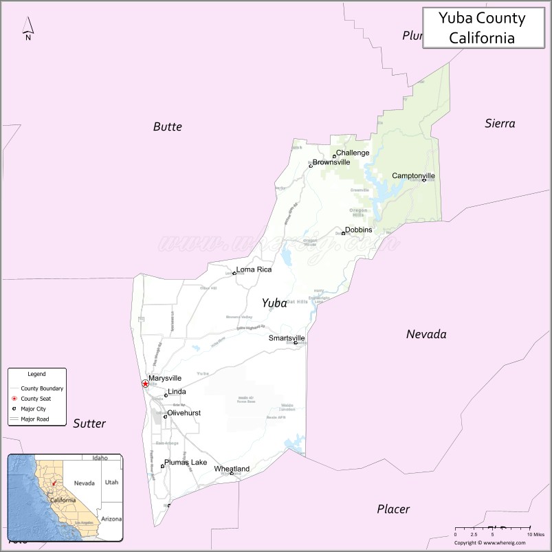 Map of Yuba County, California