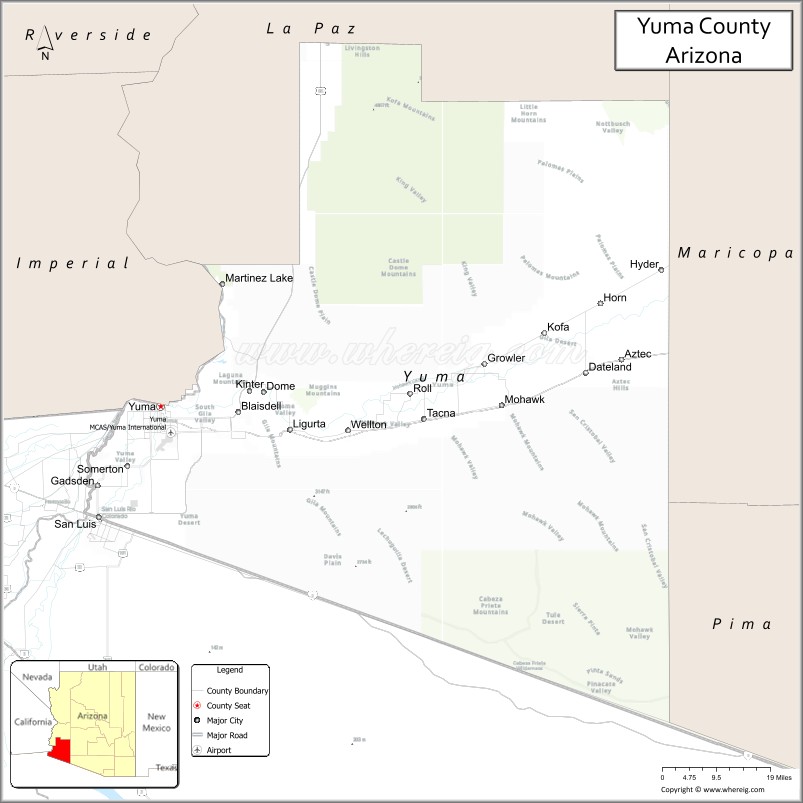 Map of Yuma County, Arizona