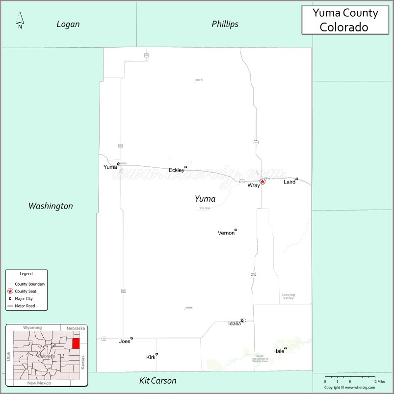 Map of Yuma County, Colorado