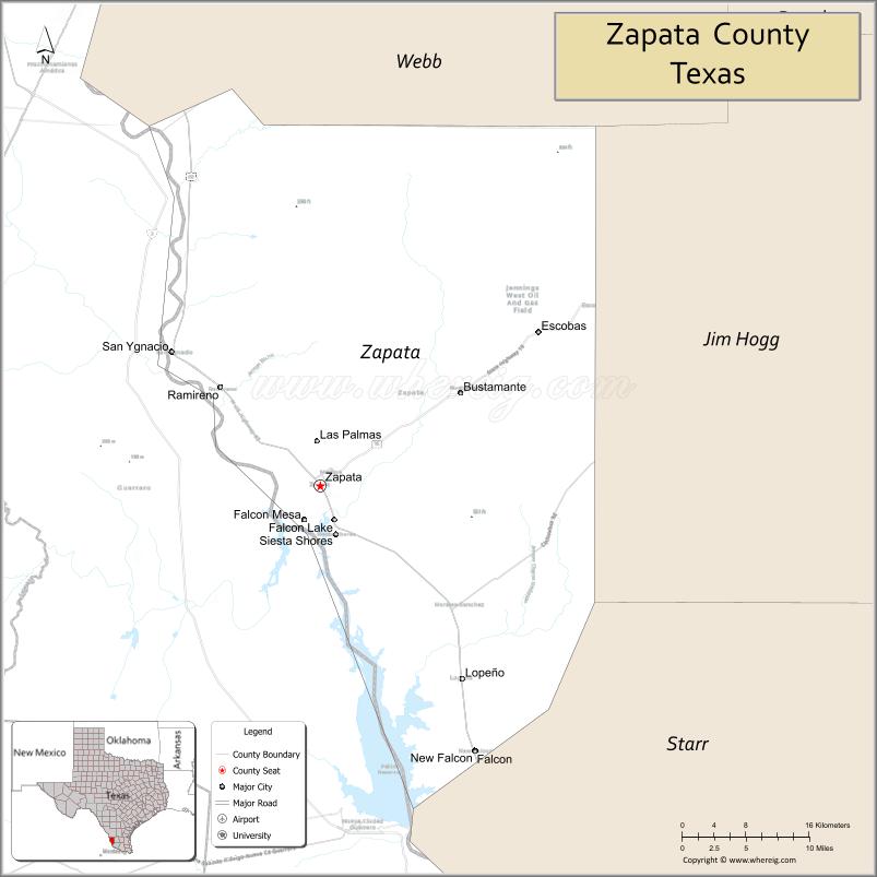Map of Zapata County, Texas
