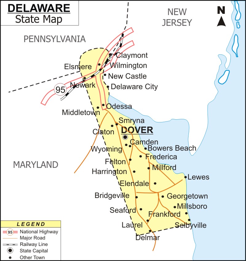 Map of Delaware, DE MAP
