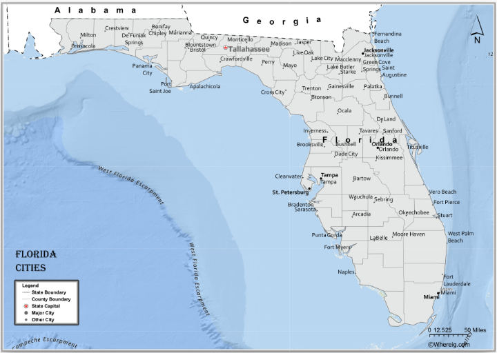 Map of Florida Cities, List of Cities in Florida
