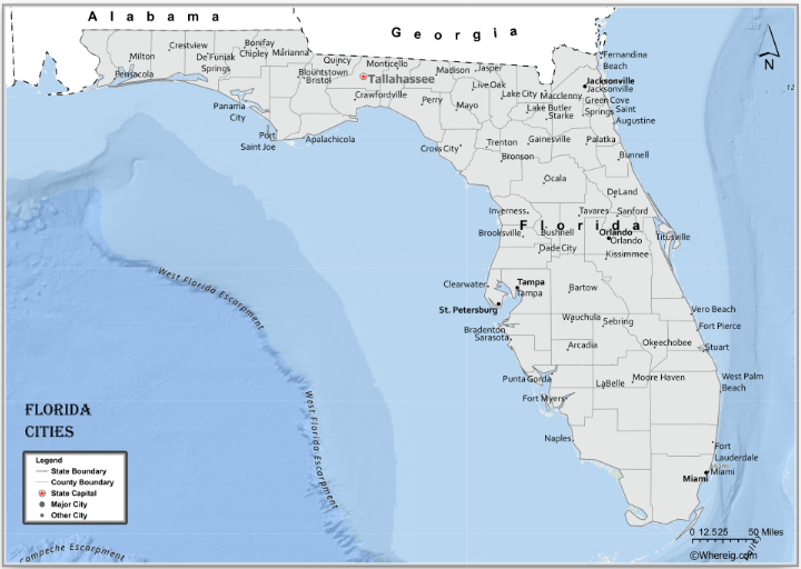 Map of Florida Cities, List of Cities in Florida Map of Florida Cities, List of Cities in Florida