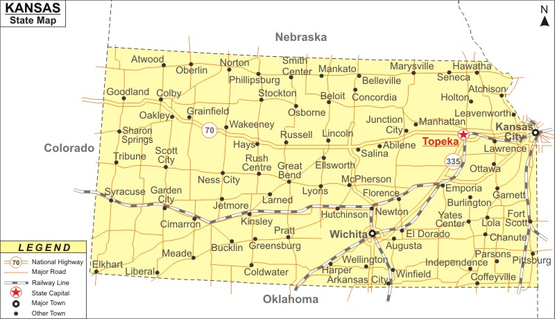 Kansas Map Map Of Kansas State Usa Highways Cities Roads