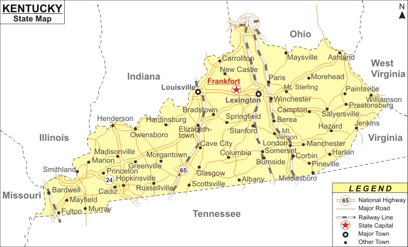 Kentucky County Map With Roads