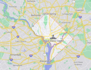 Map Showing the border of Washington, D.C