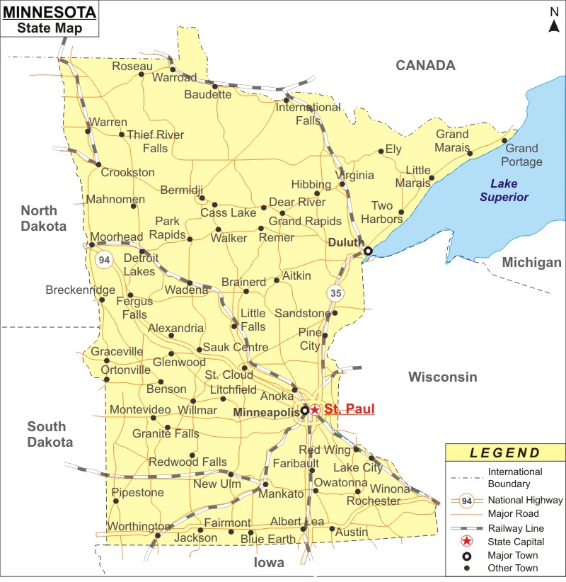 Minnesota Map Map Of Minnesota State Usa Highways Cities