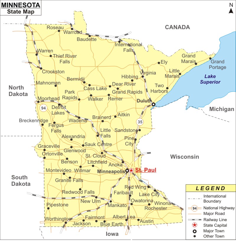 Minnesota Map Map Of Minnesota State Usa Highways Cities Roads