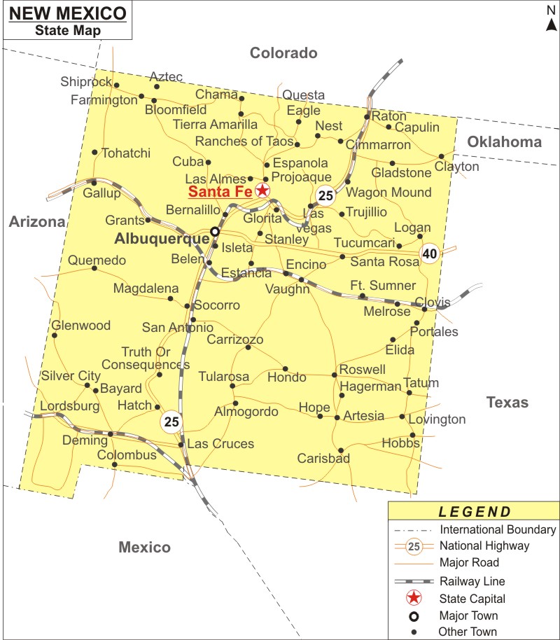 New Mexico State Map With Cities New Mexico Map, Map of New Mexico State (USA)   Highways 