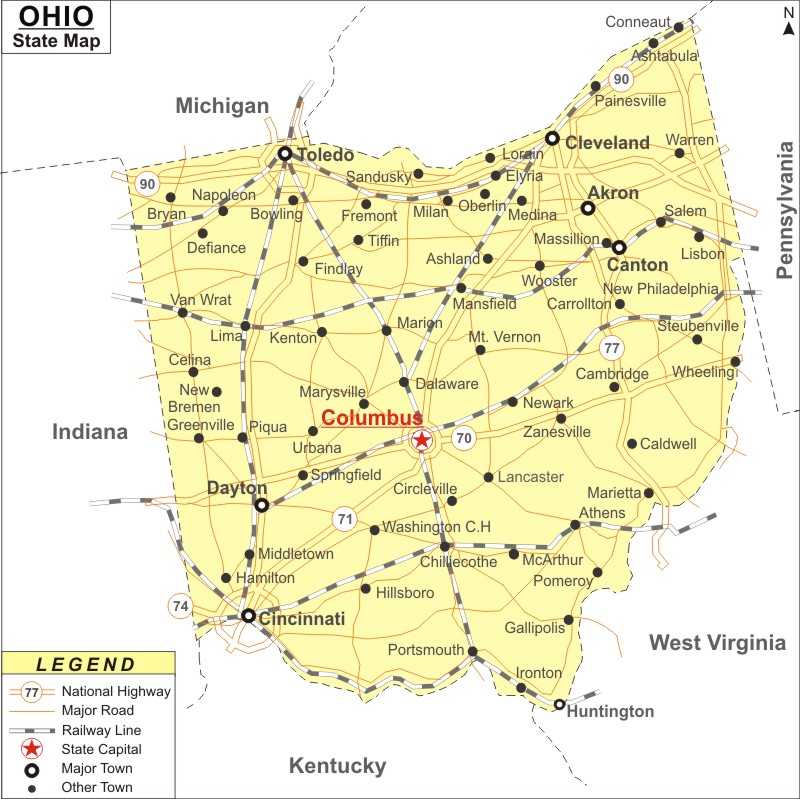 Ohio Map Map Of Ohio State Usa Cities Road River Highways