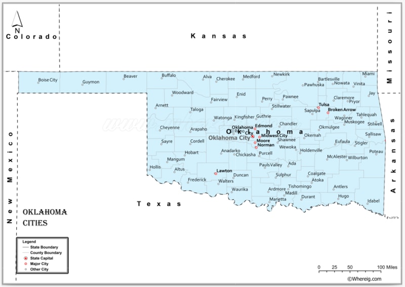 Map of Oklahoma Cities, List of Cities in Oklahoma