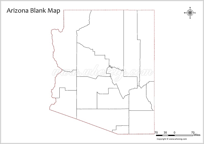 Arizona Blank Map, Outline od Arizona