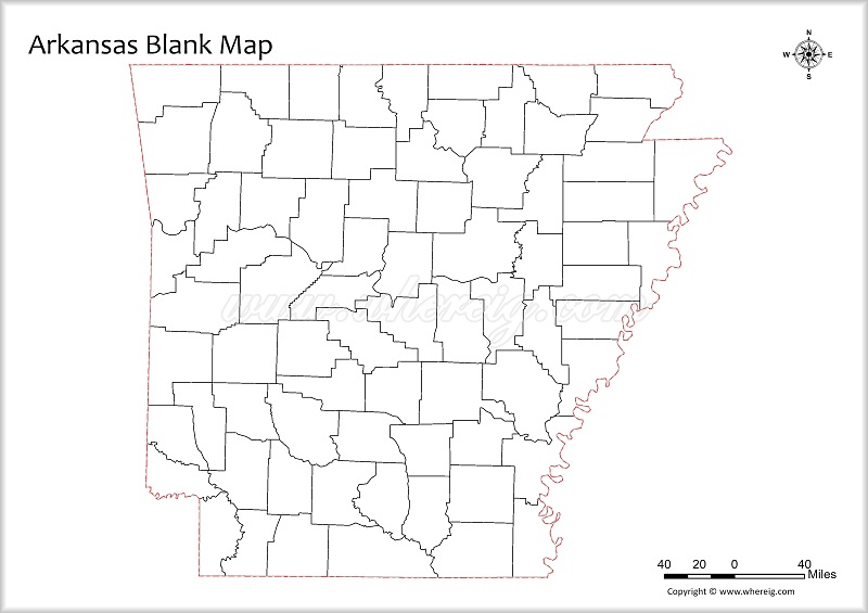 Arkansas Blank Map, Outline od Arkansas