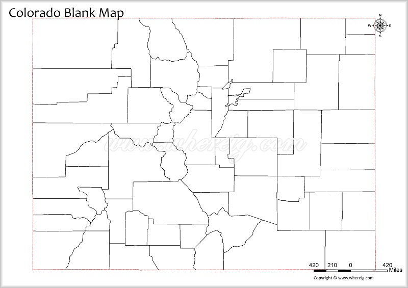 Colorado Blank Map, Outline od Colorado
