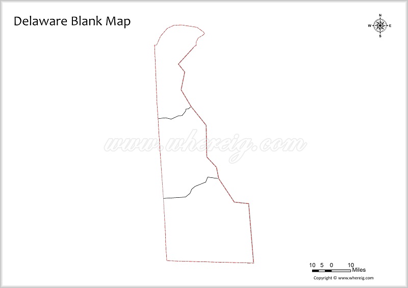 Delaware Blank Map, Outline od Delaware