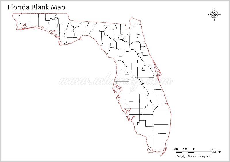 Florida Blank Map, Outline od Florida