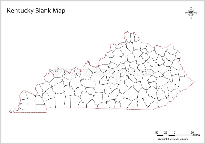 Kentucky Blank Map, Outline od Kentucky