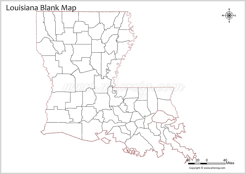 Louisiana Blank Map, Outline od Louisiana